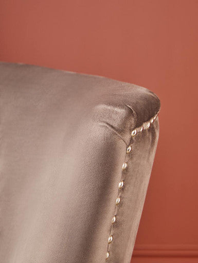 Orsina Kensington Townhouse Mink Wingback Dining Chair | Stud Detail
