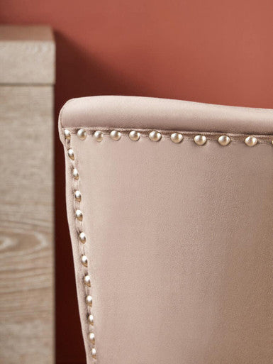 Orsina Kensington Townhouse Mink Wingback Dining Chair | Stud Detail