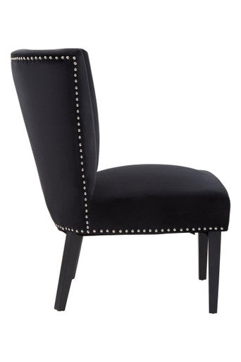 Orsina Kensington Black Winged Dining Chair – Studded Upholstery