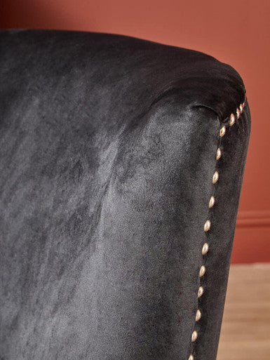 Orsina Kensington Black Winged Dining Chair – Studded Upholstery