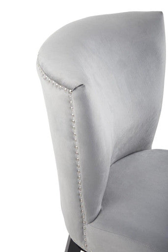 Orsina Kensington Townhouse Grey Winged Dining Chair | Studded Upholstery