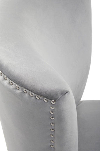 Orsina Kensington Townhouse Grey Winged Dining Chair | Studded Upholstery