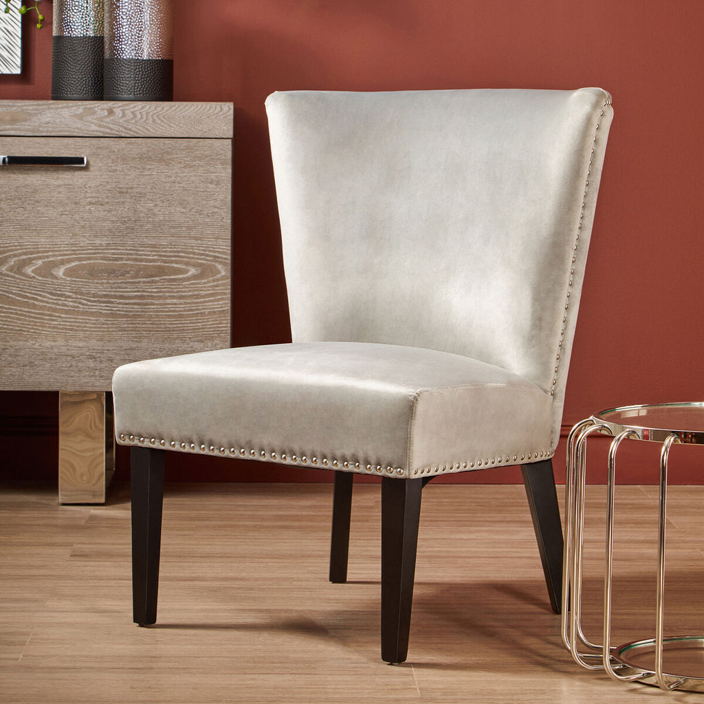 Orsina Kensington Townhouse Grey Winged Dining Chair | Studded Upholstery