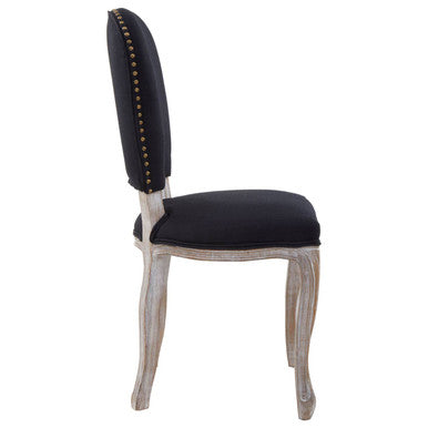 Orsina Kensington Black Linen Dining Chair with Antique Wood Legs