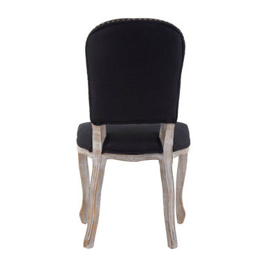 Orsina Kensington Black Linen Dining Chair with Antique Wood Legs
