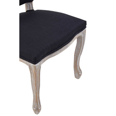 Orsina Kensington Black Linen Dining Chair with Antique Wood Legs