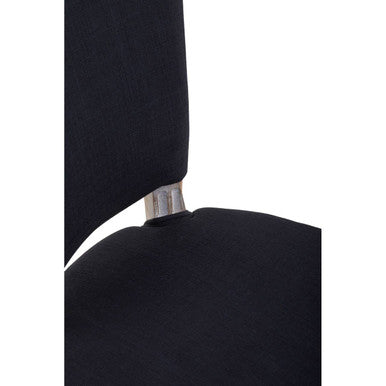 Orsina Kensington Black Linen Dining Chair with Antique Wood Legs