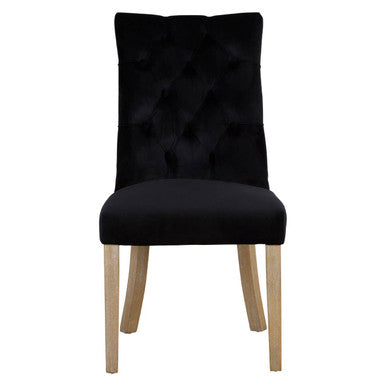 Orsina Kensington Black Buttoned Dining Chair with Antique Legs