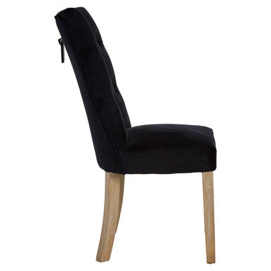 Orsina Kensington Black Buttoned Dining Chair with Antique Legs