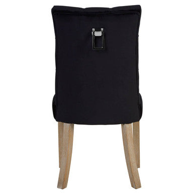 Orsina Kensington Black Buttoned Dining Chair with Antique Legs