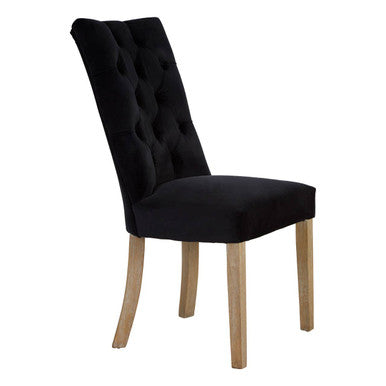 Orsina Kensington Black Buttoned Dining Chair with Antique Legs