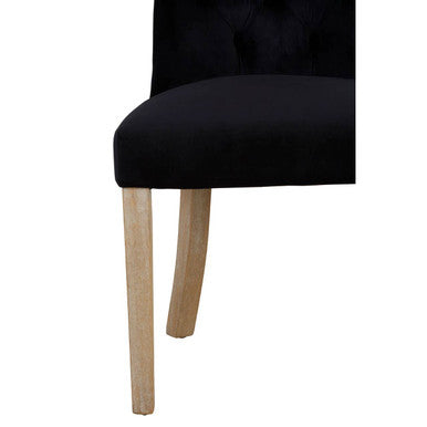 Orsina Kensington Black Buttoned Dining Chair with Antique Legs