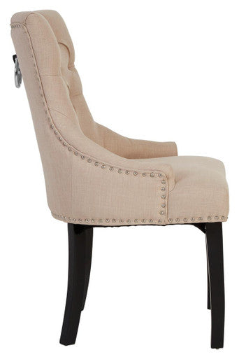 Orsina Kensington Natural Linen Dining Chair | Button Tufted & Studded