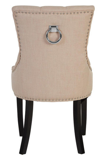 Orsina Kensington Natural Linen Dining Chair | Button Tufted & Studded