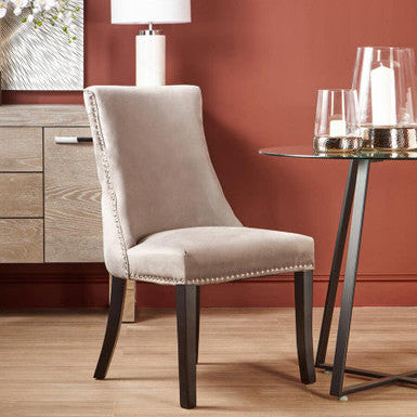 Orsina Kensington Natural Linen Dining Chair | Button Tufted & Studded