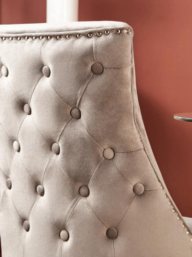 Orsina Kensington Natural Linen Dining Chair | Button Tufted & Studded