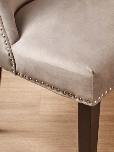 Orsina Kensington Natural Linen Dining Chair | Button Tufted & Studded