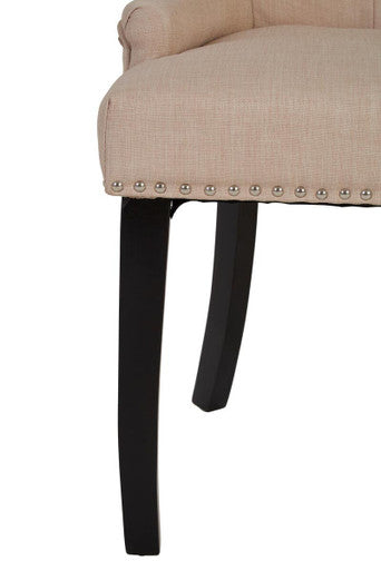 Orsina Kensington Natural Linen Dining Chair | Button Tufted & Studded