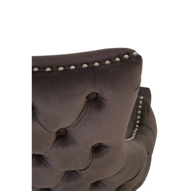 Orsina Kensington Grey Velvet Button Tufted Dining Chair | Black Legs