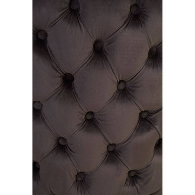 Orsina Kensington Grey Velvet Button Tufted Dining Chair | Black Legs