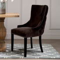 Orsina Kensington Grey Velvet Button Tufted Dining Chair | Black Legs