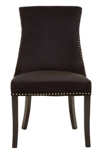Orsina Kensington Black Velvet Dining Chair | Tufted with Stud Trim