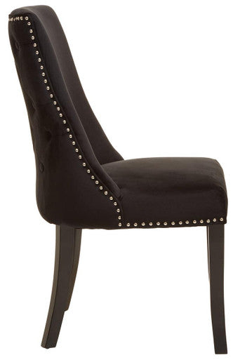 Orsina Kensington Black Velvet Dining Chair | Tufted with Stud Trim