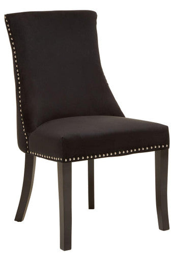 Orsina Kensington Black Velvet Dining Chair | Tufted with Stud Trim