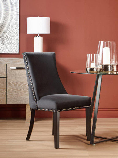 Orsina Kensington Black Velvet Dining Chair | Tufted with Stud Trim