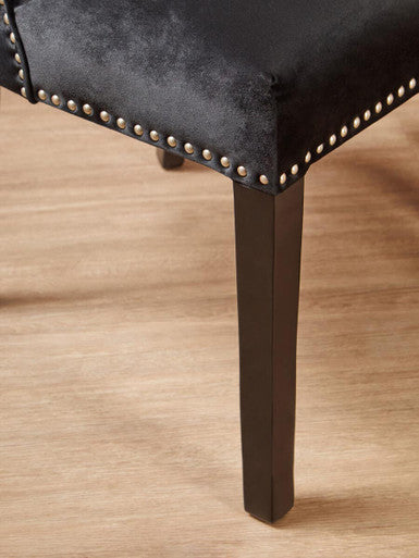 Orsina Kensington Black Velvet Dining Chair | Tufted with Stud Trim