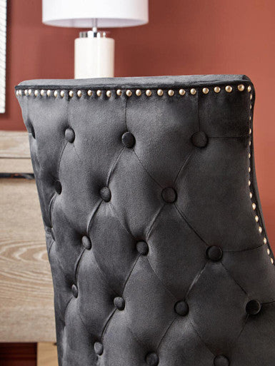Orsina Kensington Black Velvet Dining Chair | Tufted with Stud Trim