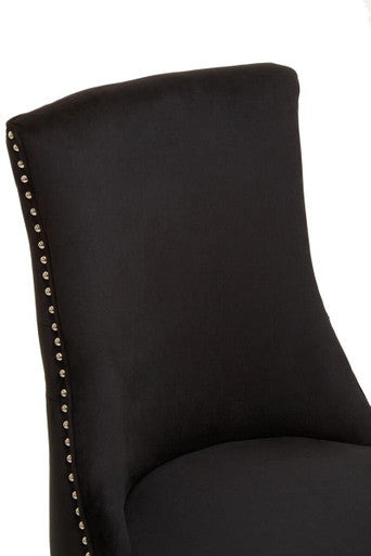Orsina Kensington Black Velvet Dining Chair | Tufted with Stud Trim