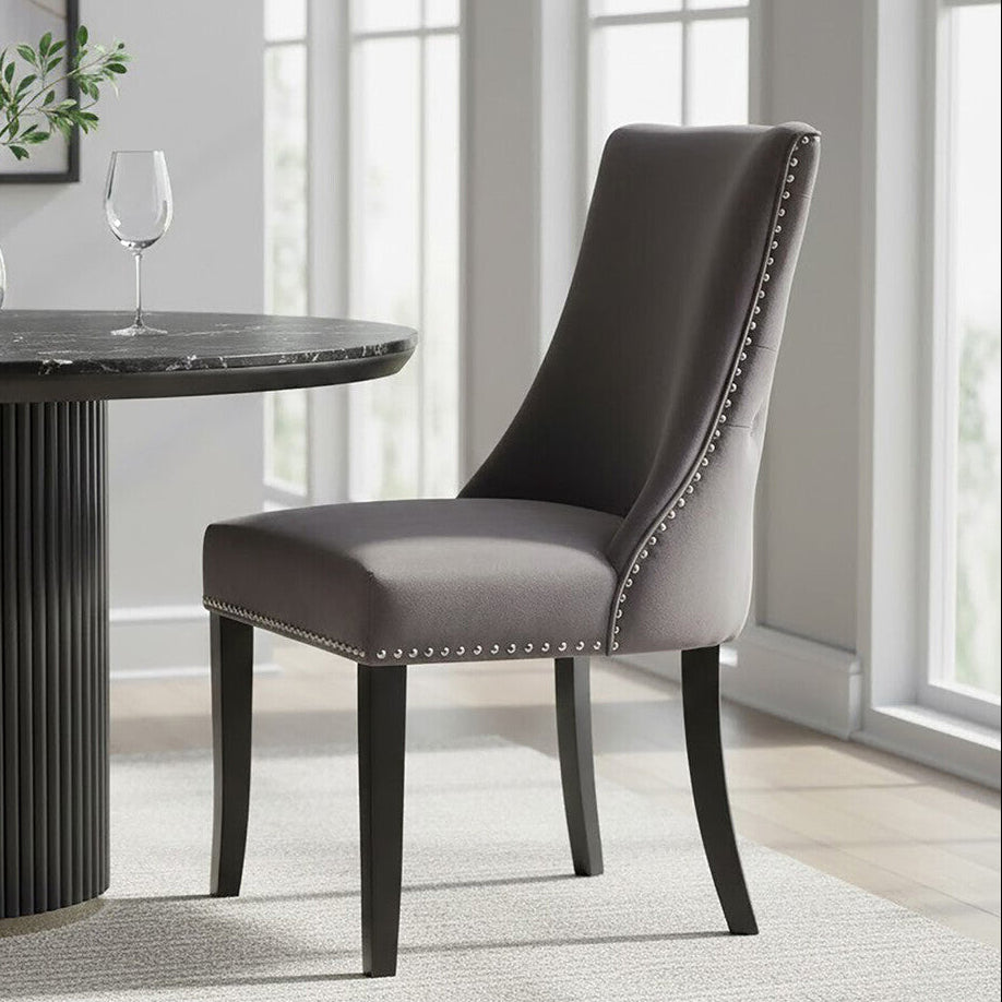 Orsina Kensington Townhouse Dark Grey Tufted Upholstered Dining Chair