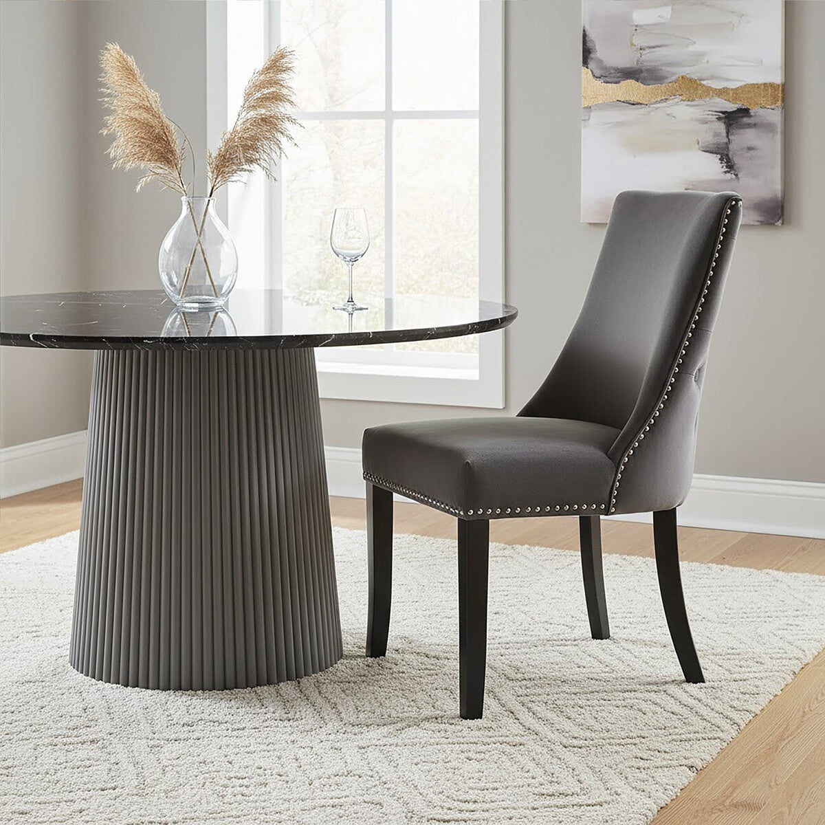 Orsina Kensington Townhouse Dark Grey Tufted Upholstered Dining Chair