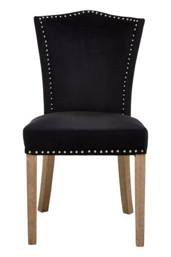 Orsina Kensington Townhouse Black Velvet Dining Chair – Stud Detail