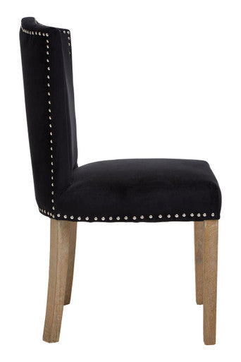 Orsina Kensington Townhouse Black Velvet Dining Chair – Stud Detail