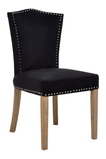 Orsina Kensington Townhouse Black Velvet Dining Chair – Stud Detail