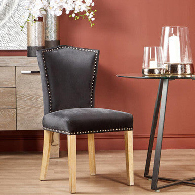 Orsina Kensington Townhouse Black Velvet Dining Chair – Stud Detail