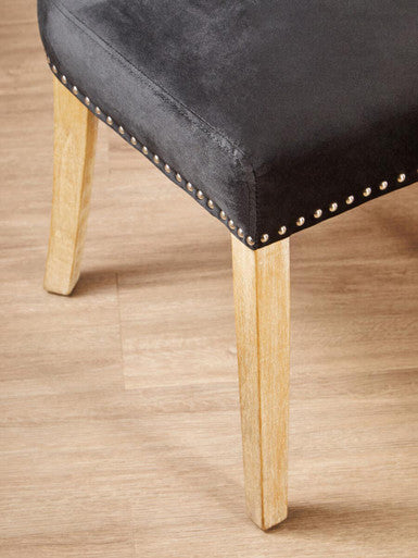 Orsina Kensington Townhouse Black Velvet Dining Chair – Stud Detail