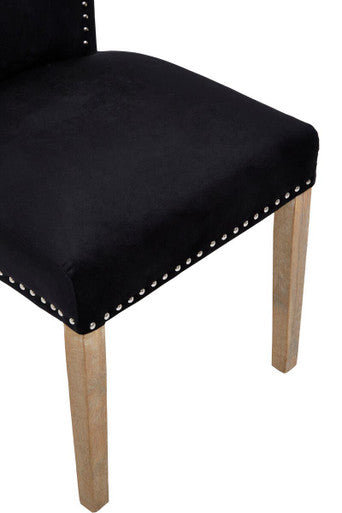 Orsina Kensington Townhouse Black Velvet Dining Chair – Stud Detail