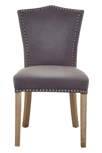Orsina Kensington Townhouse Grey Velvet Dining Chair | Antique Legs