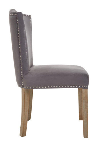 Orsina Kensington Townhouse Grey Velvet Dining Chair | Antique Legs