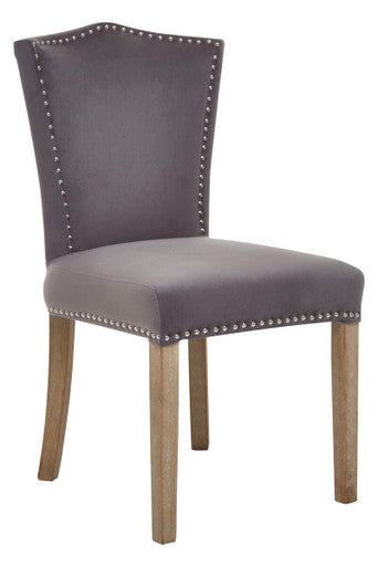 Orsina Kensington Townhouse Grey Velvet Dining Chair | Antique Legs