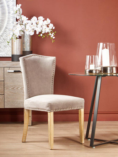 Orsina Kensington Townhouse Grey Velvet Dining Chair | Antique Legs