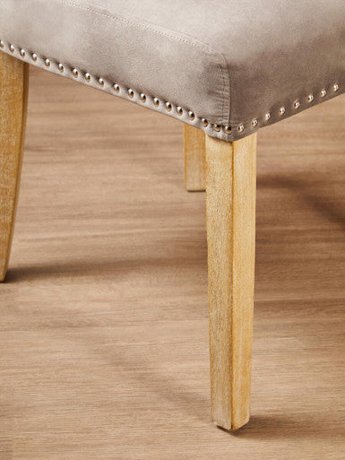 Orsina Kensington Townhouse Grey Velvet Dining Chair | Antique Legs