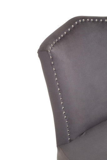 Orsina Kensington Townhouse Grey Velvet Dining Chair | Antique Legs