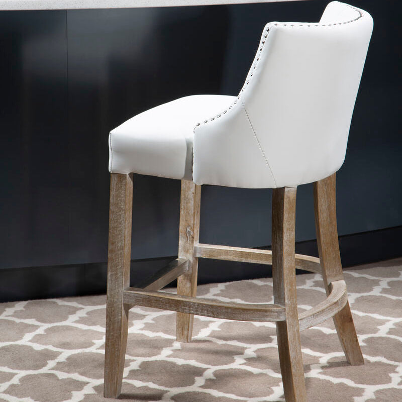 Orsina Kensington Townhouse Ivory Leather-Effect Studded Bar Chair