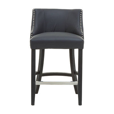 Orsina Kensington Townhouse Black Hevea Bar Chair | Leather-Effect Seat