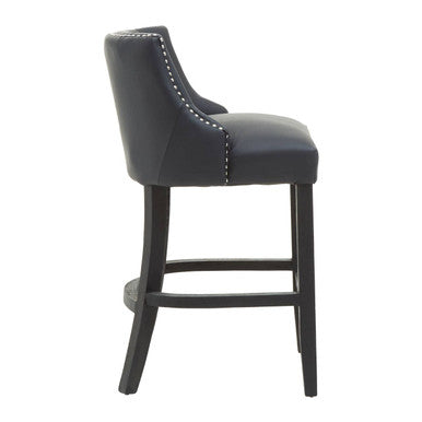 Orsina Kensington Townhouse Black Hevea Bar Chair | Leather-Effect Seat