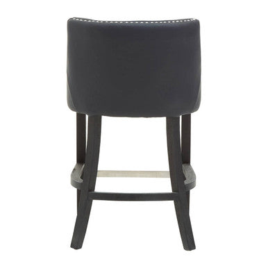 Orsina Kensington Townhouse Black Hevea Bar Chair | Leather-Effect Seat